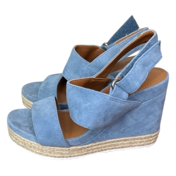 Nordstrom Caslon Jillian Lea Cinderella Blue Wedge Sandal Size 4.5 - Picture 4 of 8
